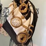 Carlisle  Italy Baroque Watch Silk Scarf Gorgeous Hand Rolled Photo 0