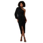 Saylor  Black One Shoulder Long Sleeve Party Cocktail Midi Dress XS Photo 10
