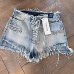 Unravel Project Lace Up Denim Shorts Size 25/2 Blue Photo 0