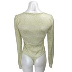 Free People In My Head Green Long Sleeve Mesh Sheer Lace Bodysuit Top Size XS Photo 1
