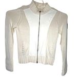 DKNY Jeans Small White Cotton Zipper Front Sweater 88i Photo 1