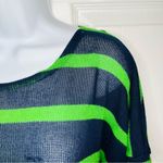 Chris & Carol Open Knit Dolman Short Sleeve Green Stripe Sweater Navy Blue S Photo 2