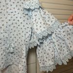 The Shirt By Rochelle Behrens The Tiered Sleeve Shirt Blue Size XS Photo 7