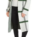 Cyrus  Medium Long Sleeve Plaid Cotigan Green Charcoal Gray Contemporary NWT Photo 0