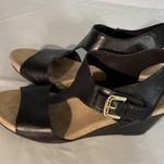 Comfort Plus By Predictions Black Strappy Wedge Sandals Hook n Loop Size 6‎ Photo 2