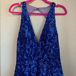 JVN by Jovani 60641 Royal Blue V-Neck Sequined Taffeta Ball Gown Prom Dress 8 Photo 8