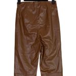 ZARA  Faux Leather Hi Elastic Waist Skinny Ankle Crop Pants Raw Hem XS Brown Photo 4