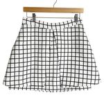 Cameo White Black Windowpane Plaid Stripe A-Line Mini Skirt Size M Photo 0