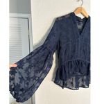 Romeo + Juliet Couture Navy Sheer Blouse Lace Babydoll Stars Fairy Long Sleeve Photo 3