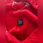 Poof New York  Red Ruched Button Off Shoulder Women’s Blouse Shirt Top Sz S EUC Photo 4