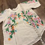 NWT Sundance White Embroidered Floral Blouse Vallejo Top M Boho Bright Peasant Size M Photo 9