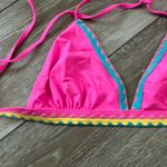 SheIn Fabulous Swimwear Sz S Bright Pink Bikini Top W Colorful Trim Photo 3