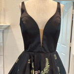 Sherri Hill dark floral fit and flare mini dress #50776 satin Photo 0