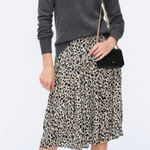 J.Crew  Pleated Leopard Midi Skirt Size 8 Photo 0
