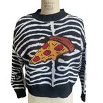 ZARA Mock Neck Pizza Knit Abstract Print Sweater Size Small Photo 0