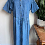 Vintage Plus Size Button Front Denim Dress 90s Cottagecore Prairie Style Blue Photo 0