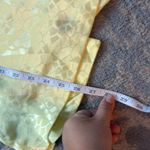 Vintage Satin Short Sleeve Cardigan Geometric Pattern Yellow Medium Photo 6