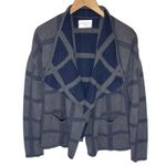 Sandro Paris Women’s Gray and Blue Plaid Open Front Cardigan Photo 0