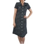 90s Vintage Byer California Womens sz 7 Black Floral Collared Button Midi Dress Size M Photo 1