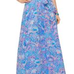 Talbots Blue Voile Lined Maxi Skirt in Flowing Floral Size 16 Style # P222018231 Photo 0