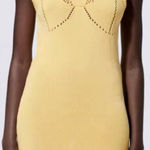 ZARA  Perforated Chenille Collared Polo Mini Dress Yellow Sleeveless Knit Bodycon Photo 0