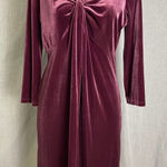 Lands' End Smokey Plum Velvet Knot-Front Midi Dress Festive Winter Holiday M Photo 0