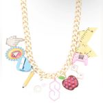 Betsey Johnson Authentic Gold-Tone School Days Charm Statement Necklace NEW Photo 0