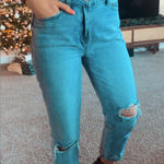 REWASH  Distressed Light Blue/Greyish Cropped Mom Jeans 3/26 Photo 0