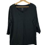 Hasting & Smith  Black Button Shoulder 3/4 Long Sleeve Top 1X Photo 0