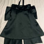 ZARA Black Satin Dress with Bow Detail Photo 2