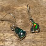 Sterling Silver Black Ethiopian Opal Raw Form 925  Earrings Photo 2