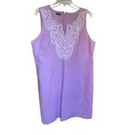 Talbots Embroidery Linen Blend Shift Dress Sleeveless Lilac Photo 6