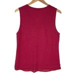 Sanctuary  Women’s Linen Crimson Red Sleeveless Chiffon Trim top medium Photo 3