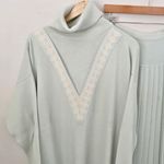 Liz Claiborne | Vintage Green Ivory Sweater Pleated Skirt Set Lambswool | Large Photo 1