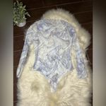 Gaze blue/pink print sheer longsleeved bodysuit sz large Blue Photo 4