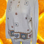 Alfred Dunner  Embroidered Floral‎ Heart Pullover Sweater Petite Size PM Photo 0