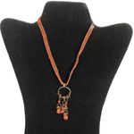 Vintage Pink Coral Beads Silver Floral Ring Pendant Choker Necklace Orange Photo 2