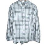 White Crow  bke blue plaid flannel button down shirt jacket shacket size xl Photo 0