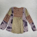 Ces Femme Boho Patchwork Print Long Sleeve Peasant Tunic Blouse Size S Brown Photo 6