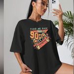 SheIn EZwear Audiotape And Letter Graphic Drop Shoulder Oversized Tee Graphic Women Photo 4