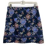 Loft Mini Skirt Women’s Floral A-line Blue Size M Casual Aesthetic Church Office Photo 1