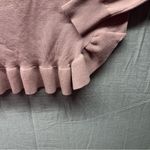 Poof! Round Ruffle Hem Sweater Ribbed Knit Dusty Rose Crewneck size Large Photo 4