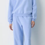 Aritzia  Sweat Fleece Perfect Crew Sweatshirt Size Small Dayflower Blue Comfort Photo 0