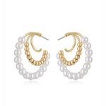 Ettika  PEARL AND 18KT GOLD PLATED BEADED HOOP EARRINGS, $60 Photo 3
