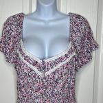 Francesca's Francesca’s Mi Ami Floral Short Sleeve Short Romper Purple Pink White Size Large Photo 1
