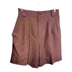Vintage Briggs Pleated High Rise Shorts Brown Trousers Pockets Boho Women's 12 Photo 2