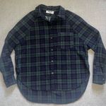 Double Zero Women’s  Green Navy Plaid Flannel Shirt Jacket Oversized Shacket Sz S Photo 0