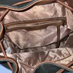 Simply Noelle  Olive~Tan Canvas~Faux Leather Backpack 13X16X6 Adjustable Straps Photo 7