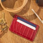 B-low the Belt NEW Red Crocodile Embossed Vegan Leather Card Case Mini Wallet Photo 5