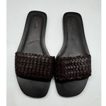 Madewell NWT Cora Slide Sandals Woven Leather Dark Cobb Brown Flat Shoes Sz 6.5 Photo 0